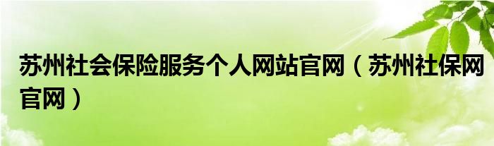苏州社会保险服务个人网站官网（苏州社保网官网）