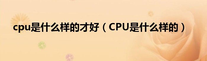 cpu是什么样的才好（CPU是什么样的）