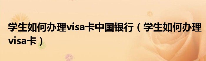 学生如何办理visa卡中国银行（学生如何办理visa卡）