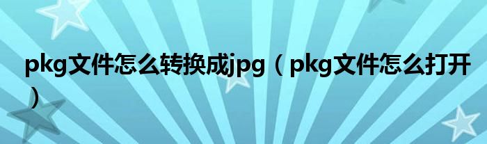 pkg文件怎么转换成jpg（pkg文件怎么打开）