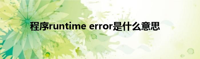 程序runtime error是什么意思