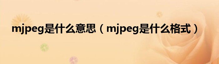 mjpeg是什么意思（mjpeg是什么格式）