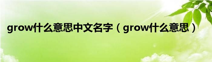 grow什么意思中文名字（grow什么意思）