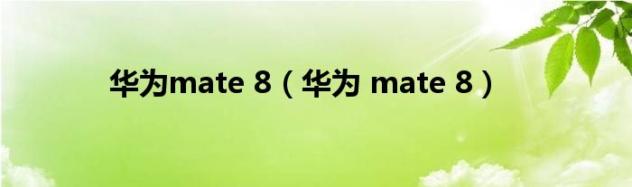 华为mate 8（华为 mate 8）