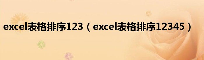 excel表格排序123（excel表格排序12345）
