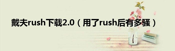 戴夫rush下载2.0（用了rush后有多骚）
