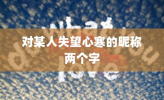 对某人失望心寒的昵称两个字  第1张