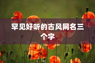 罕见好听的古风网名三个字  第1张