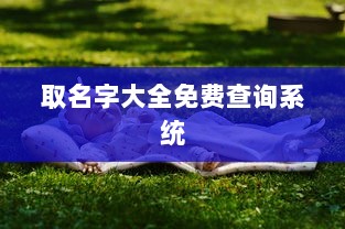 取名字大全免费查询系统
