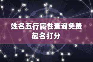 姓名五行属性查询免费起名打分