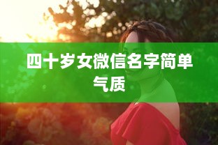 四十岁女微信名字简单气质  第1张