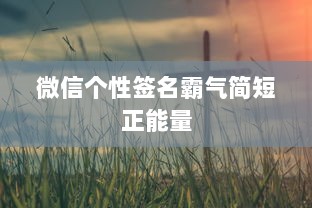 微信个性签名霸气简短正能量