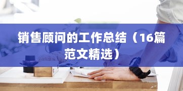 销售顾问的工作总结（16篇范文精选）