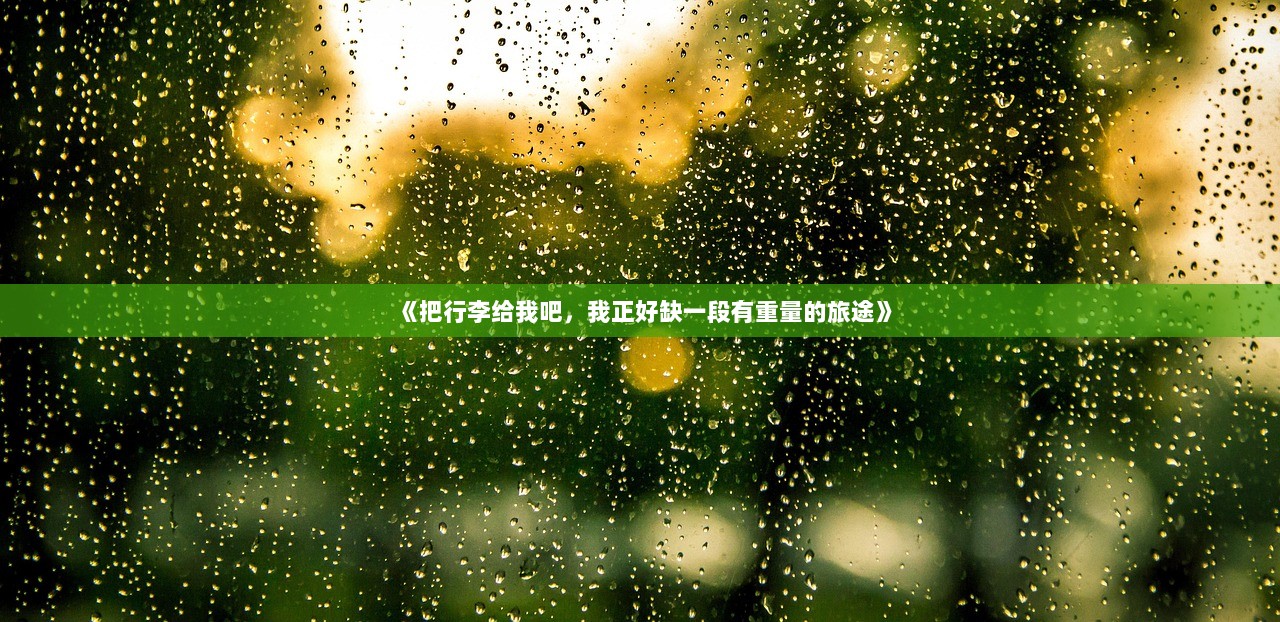 《把行李给我吧，我正好缺一段有重量的旅途》
